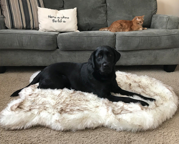 dog plush mat beige